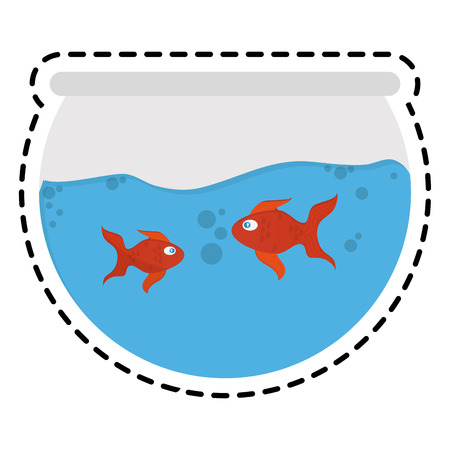 fishbowl cartoon icon over white background. colorful design. vector illustrationのイラスト素材