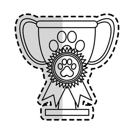 pet competition trophy and medal  icon over white background. vector illustrationのイラスト素材