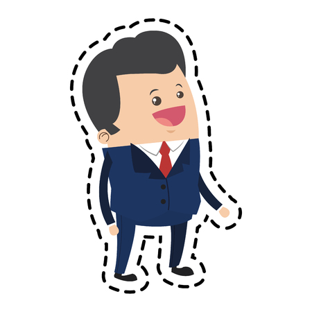 happy businessman cartoon icon over white background. colorful design. vector illustrationのイラスト素材
