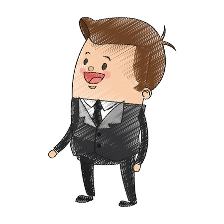 happy businessman cartoon icon over white background. colorful design. vector illustrationのイラスト素材