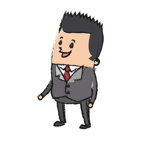 happy businessman cartoon icon over white background. colorful design. vector illustrationのイラスト素材