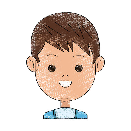 happy boy face cartoon icon over white background. colorful design. vector illustrationのイラスト素材