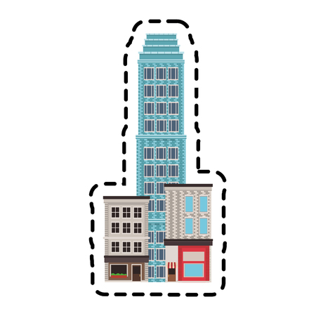 urban city with buildings over white background. colorful design. vector illustrationのイラスト素材