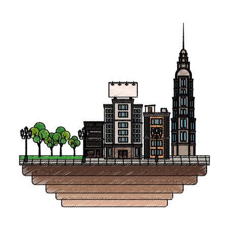 urban city with buildings over white background. colorful design. vector illustrationのイラスト素材