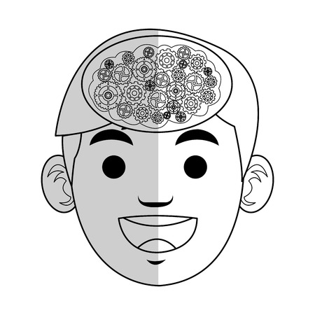 man with human brain icon over white background. vector illustrationのイラスト素材