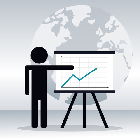 pictogram person business presentation chart finacial arrow vector illustrationのイラスト素材