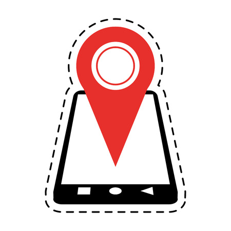smartphone location pin map gps cut line vector illustration eps 10のイラスト素材