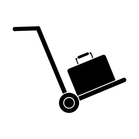 silhouette hand cart suitcase luggage travel equipment vector illustrationのイラスト素材