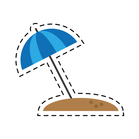 blue beach umbrella parasol sun vacation cutting line vector illustrationのイラスト素材