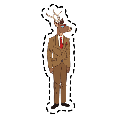 deer with hipster style over white background. colorful design. vector illustrationのイラスト素材