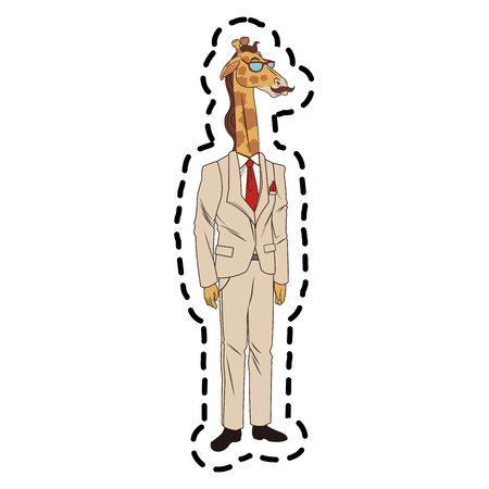 giraffe with hipster style over white background. colorful design. vector illustrationのイラスト素材