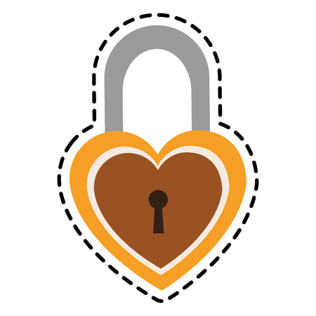 padlock in heart shape over white background. colorful design. vector illustrationのイラスト素材
