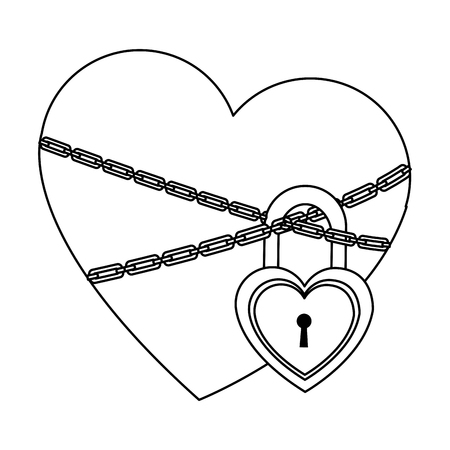 heart with chains and padlock icon over white background. vector illustrationのイラスト素材