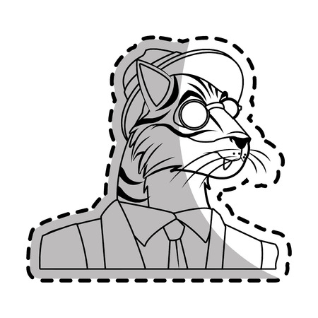 tiger with hipster style over white background. vector illustrationのイラスト素材