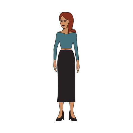 woman wearing casual clothes over white background. colorful design. vector illustrationのイラスト素材