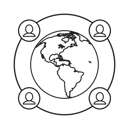 world people communication relation thin line vector illustration eps 10のイラスト素材