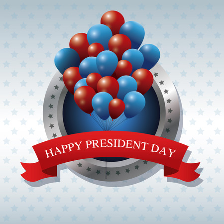 happy president day bunch balloons ribbon label vector illustrationのイラスト素材