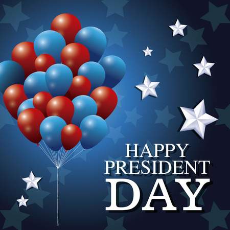happy president day bunch balloons patriotism star background vector illustrationのイラスト素材