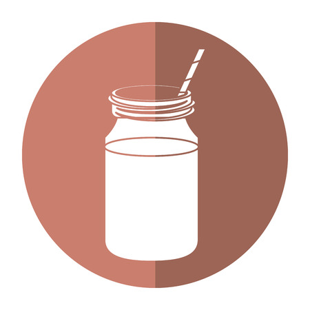 coffee glass jar straw foam-circle icon shadow vector illustration eps 10のイラスト素材