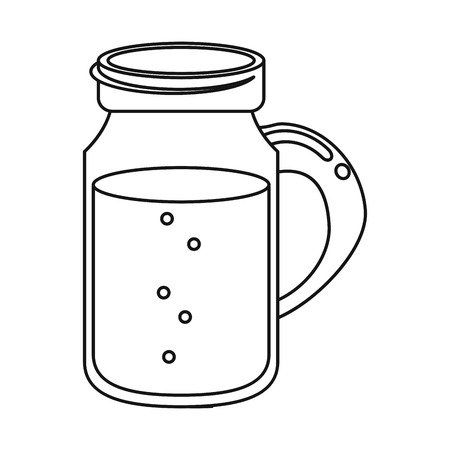 glass jar drink tasty bubble with cap thin line vector illustration eps 10のイラスト素材