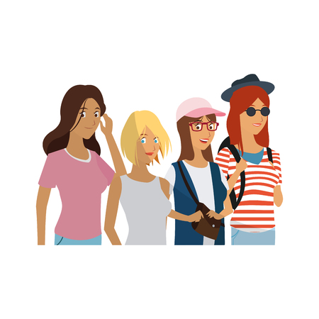 young girls cartoon icon over white background. colorful desing. vector illustrationのイラスト素材