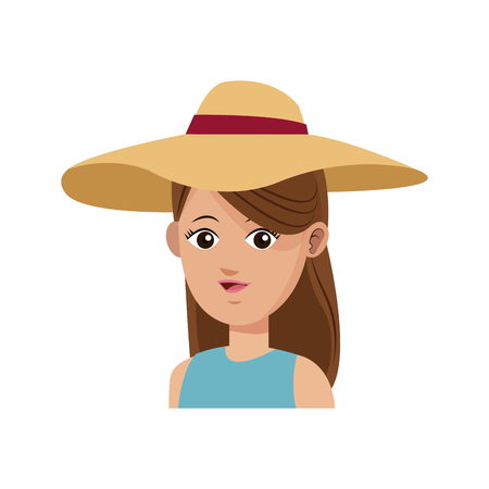 young girl wearing cute hat over white background. colorful design. vector illustrationのイラスト素材