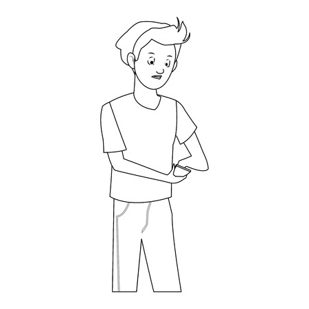 young guy cartoon icon over white background. vector illustrationのイラスト素材