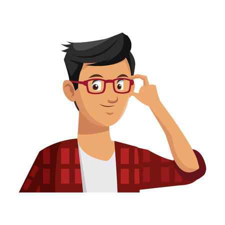 young guy wearing casual clothes over white background. colorful design. vector illustrationのイラスト素材