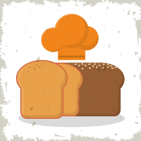 freshly sliced baked bread and hat chef vector illustrationのイラスト素材