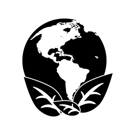world earth ecological enviroment leaves symbol pictogram vector illustrationのイラスト素材