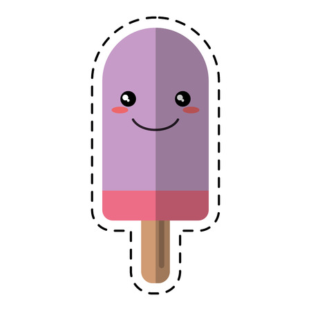 kawaii cute ice lolly refreshment ice cut line vector illustration eps 10のイラスト素材
