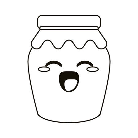 kawaii jar glass jam tasty thin line vector illustration eps 10のイラスト素材