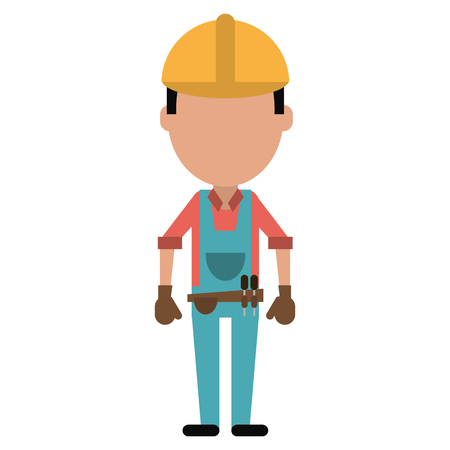 construction man with tool belt gloves vector illustrationのイラスト素材