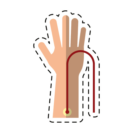 cartoon hand with intravenous dropper vector illustration eps 10のイラスト素材