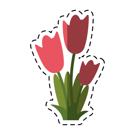 cartoon women day tulip bunch flower vector illustrationのイラスト素材