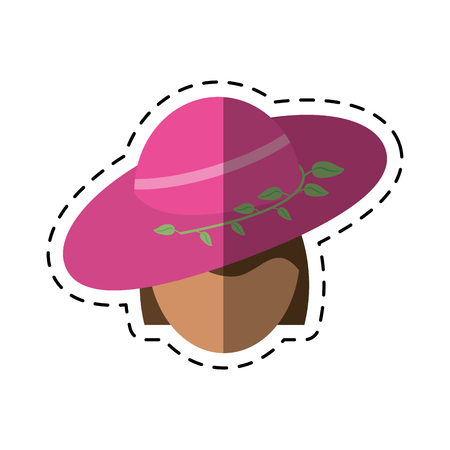 cartoon women day face woman pink hat vector illustrationのイラスト素材