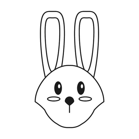 cute easter face bunny thin lineのイラスト素材
