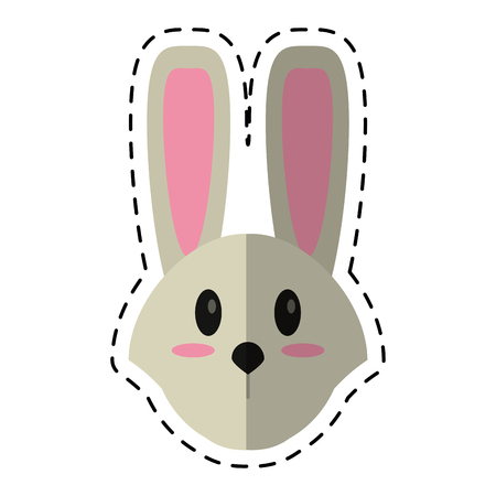 cartoon cute easter face bunny vector illusrationのイラスト素材