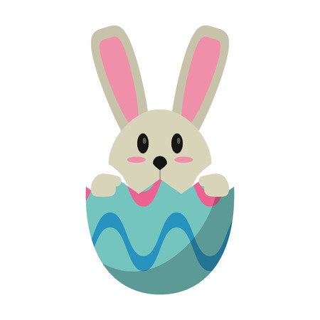 easter bunny in egg surprise vector illustrationのイラスト素材