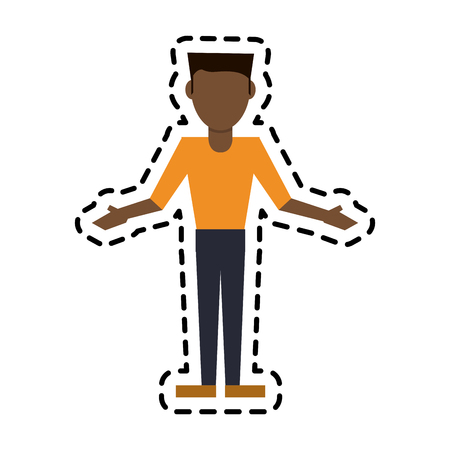 man standing cartoon icon over white background. colorful design. vector illustrationのイラスト素材