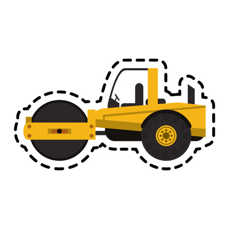 construction road roller truck icon over white background. colorful design. vector illustrationのイラスト素材