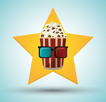 cinema pop corn bucket 3d glasses star background vector illustration eps 10のイラスト素材