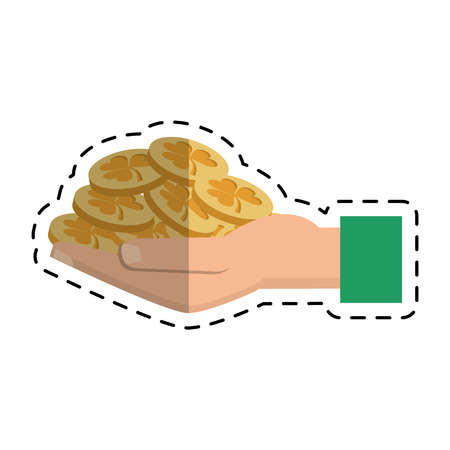 cartoon st patricks day hand holding coins vector illustration eps 10のイラスト素材