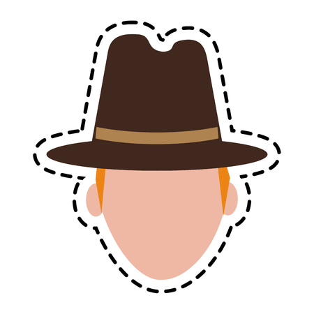 man with a hat over white background. colorful design. vector illustrationのイラスト素材