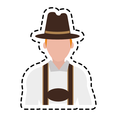 Bavarian Man cartoon icon over white background. colorful design. vector illustrationのイラスト素材