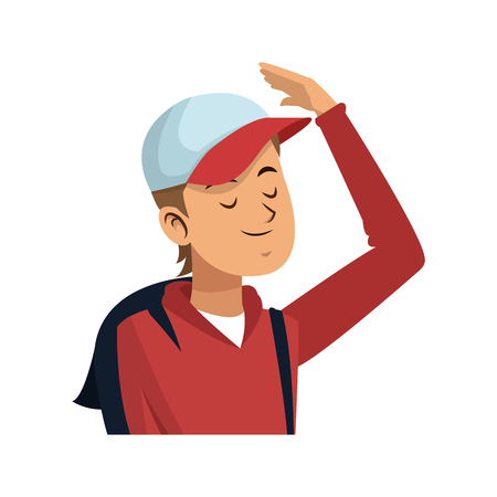 Man with a cap over white background. colorful design. vector illustrationのイラスト素材