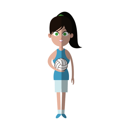 girl with volleyball sport equipment over white background. colorful design. vector illustrationのイラスト素材