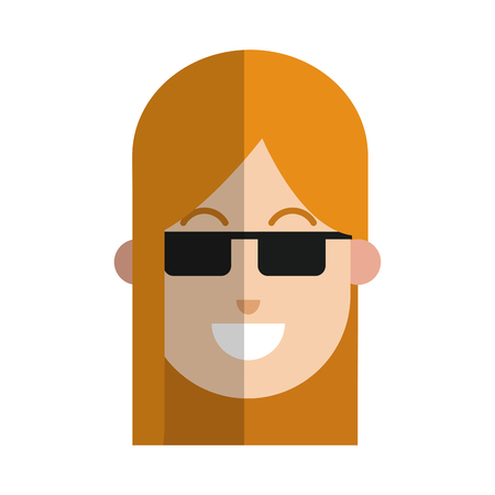happy woman with sunglasses over white background. colorful design. vector illustrationのイラスト素材