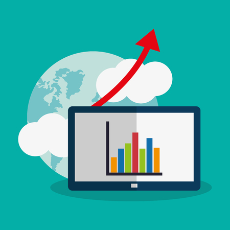 computer with economy or money related icons image vector illustration designのイラスト素材