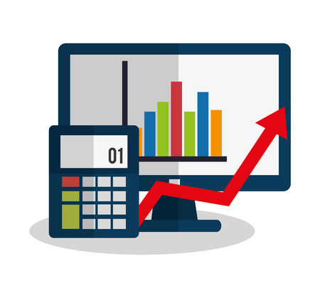 computer with economy or money related icons image vector illustration designのイラスト素材